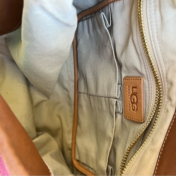 Ugg Medium Large Suede Leather Single Strap Shoulder Bag Cranberry Slouchy Hobo - Picture 9 of 10